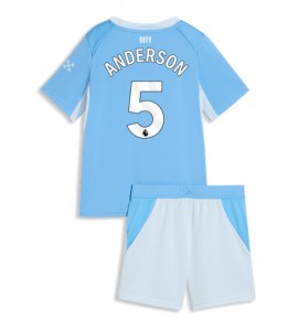 Manchester City Elliot Anderson #5 Jalkapallovaatteet Lasten Kotipeliasu 2026-27 Lyhythihainen (+ Lyhyet housut)